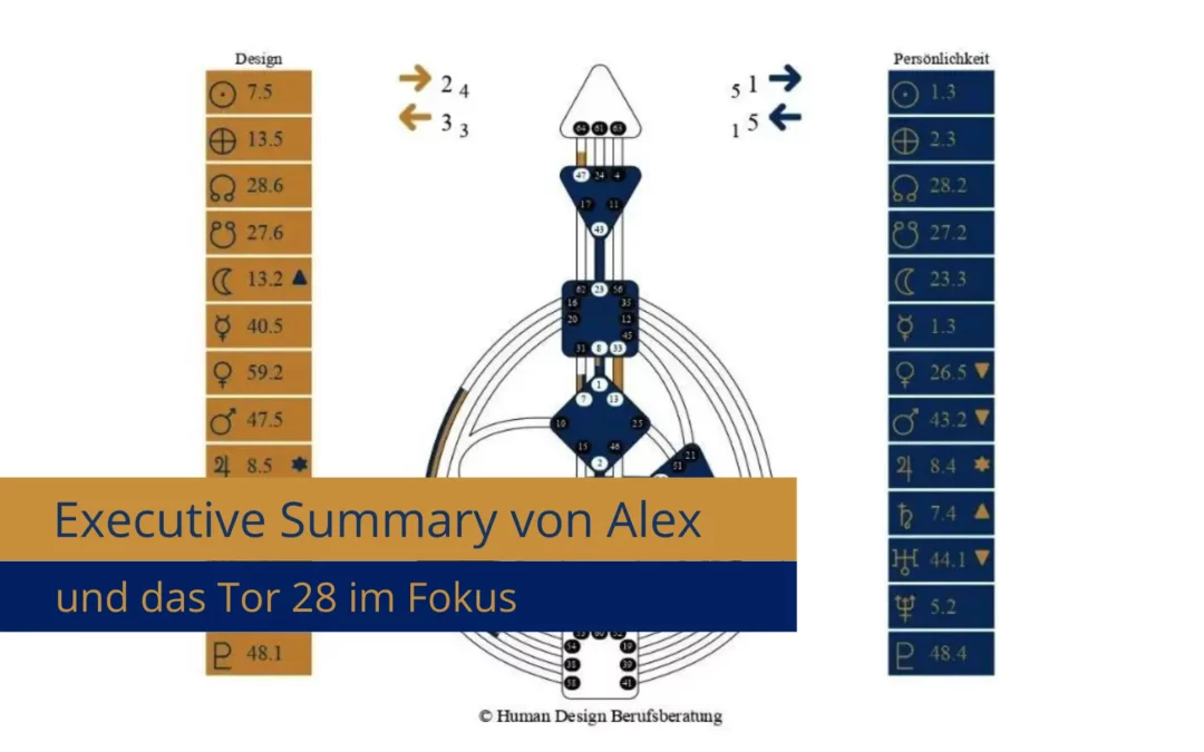 Executive Summary von Alex und das Human Design Tor 28 im Fokus