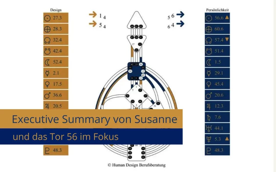 Executive Summary von Susanne und das Human Design Tor 56 im Fokus